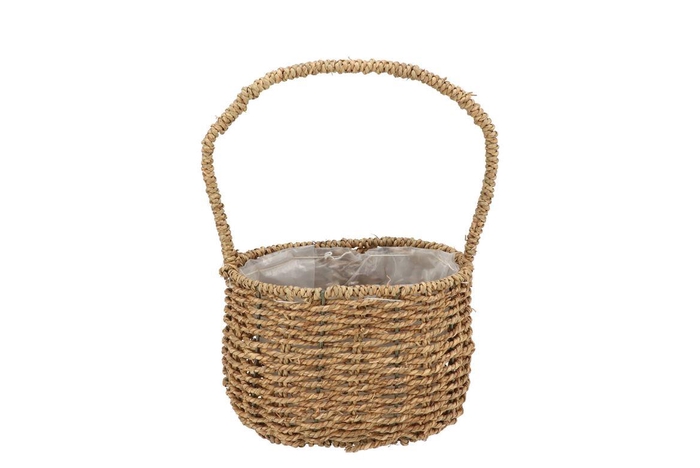<h4>Seagrass Flower Basket W Handle Oval 20x14x33cm</h4>