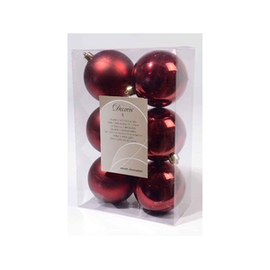 KERSTBAL PLASTIC 80MM OXBLOOD 6PCS