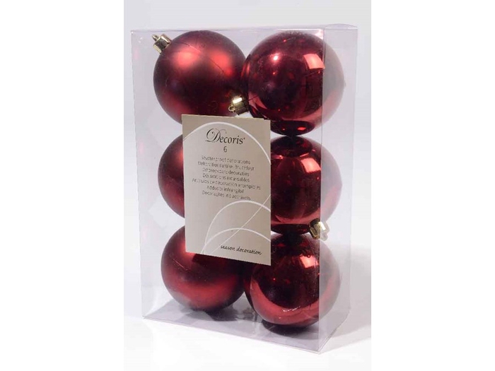KERSTBAL PLASTIC 80MM OXBLOOD 6PCS