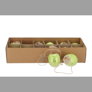 Eggs Chicken Open With Rope Misty Green Glitter P/12 Nm