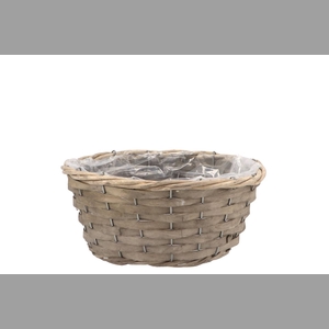 Wicker Bowl Basket Round Grey 25x11cm