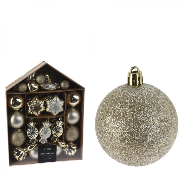 <h4>Christmas bauble Christmas mix plastic 3-11cm x32</h4>