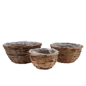 Rattan Bowl Basket Round 3pcs 29x14cm Nm