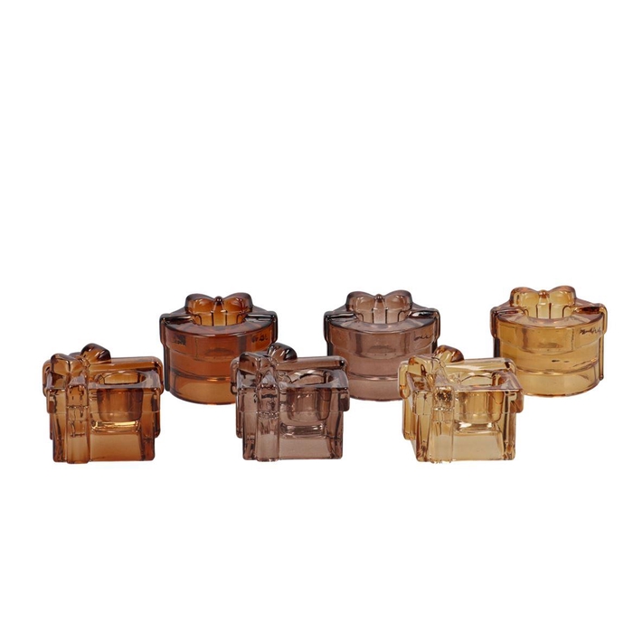 <h4>Bowy Scottish Brown Mix Candle Holder Bow Square Ass 6x5x5cm</h4>