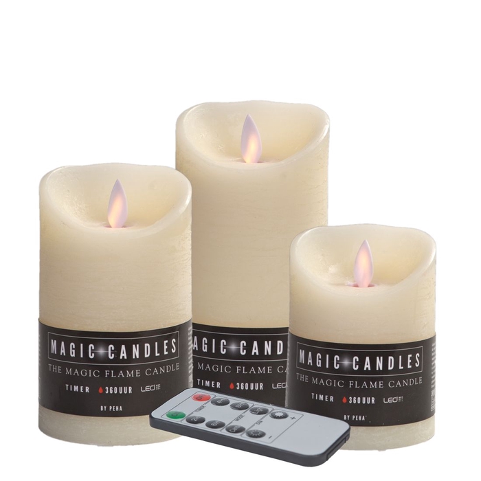 <h4>DF12-MB-20114 - Led candles remote set/3 cream</h4>