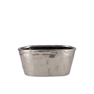 Iron Stone Silver Glazed Oval Pot 25x13x11cm