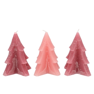 Candle Frosty Pine Tree Sweets Pink Mix12x15cm Ass