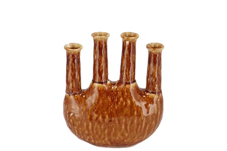 <h4>Inga Jahra Brown Vase Oval Tube Active Glaze 23x10</h4>
