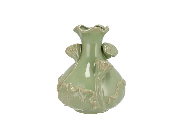 Mara Pistache Vase Neck Lotus 15x15x20cm Nm