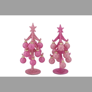 Sparkly Fuchsia/pink X-mas Tree Ass 8x20cm