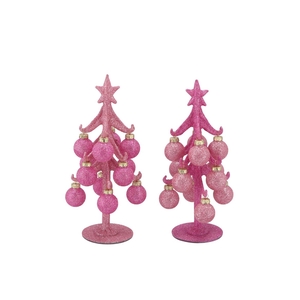 Sparkly Fuchsia/pink X-mas Tree Ass 8x20cm