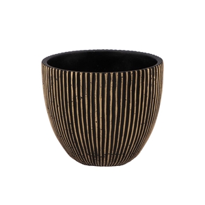 Stripes Black Gold Egg Pot 16x15cm Nm