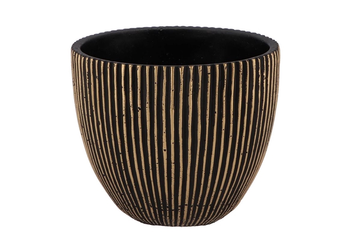 <h4>Stripes Black Gold Egg Pot 16x15cm Nm</h4>