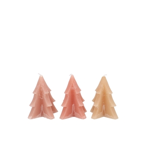 Candle Frosty Pine Tree Warm Sand Mix 6x8cm Ass