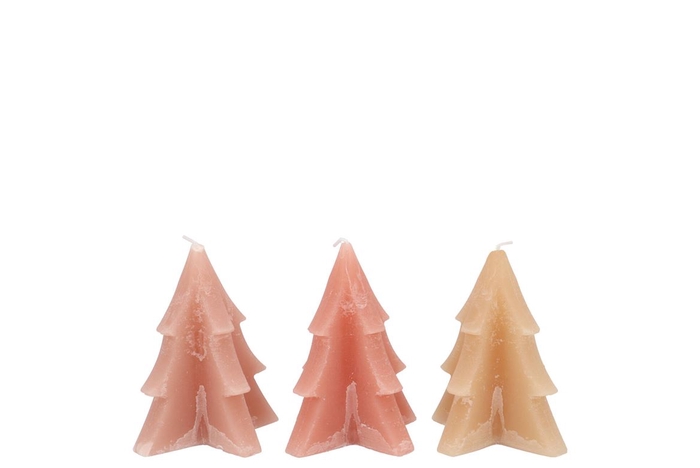 <h4>Candle Frosty Pine Tree Warm Sand Mix 6x8cm Ass</h4>