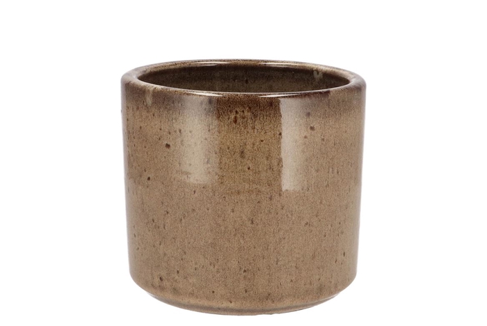 <h4>Javea Cilinder Pot Glazed Taupe 15x14cm</h4>