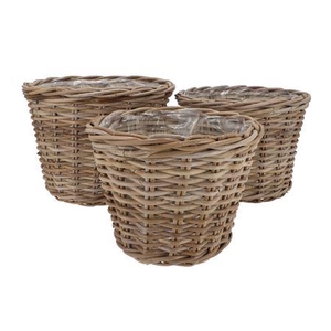 Rattan Kuboo Basket S/3 21x20/25x21/28x22cm