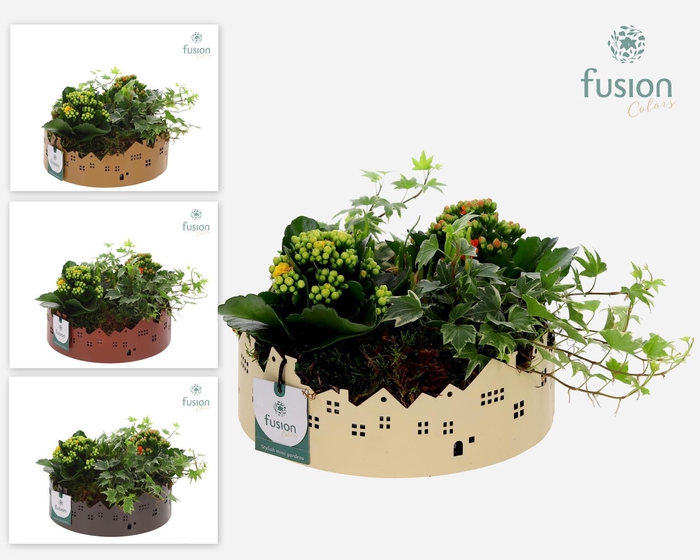 <h4>Zinken schaal Huisjes Large met Voorjaar arrangement</h4>