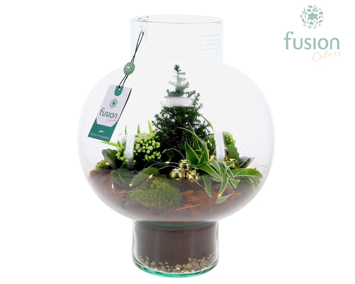 <h4>Green Bottle Laura Large met Kerst arrangement met LED</h4>
