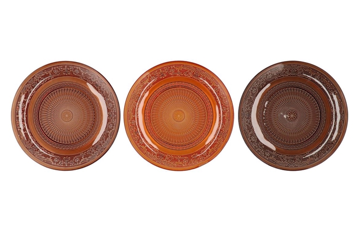 <h4>Dayah Earthy Terra Glass Plate 32,5x2,5cm Ass P/1</h4>