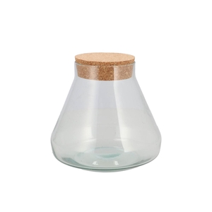 Glass Milk Bottle Roca Clear Cork 17x17cm