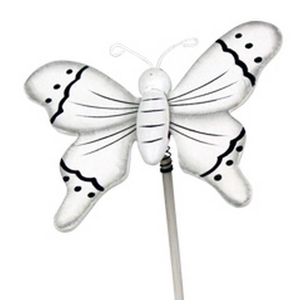 Pick Butterfly flying wood 5x6cm+20cm stick white