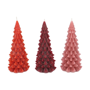 Frosty Red Mix X-mas Tree Candle 9x20cm Ass