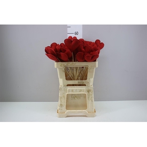 Hartje Op Stok Rood Fluweel Stof 12cm