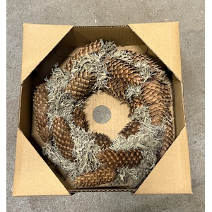 Dried wreath 'Christmas grey moss cones' - 30 cm