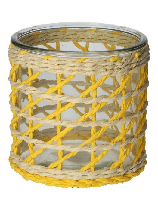 <h4>DF01-740485700 - Candle holder Vina1 d12xh11.8 yellow/natural</h4>