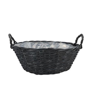 Wicker Basket Low With Ears Black Bowl 35x12cm