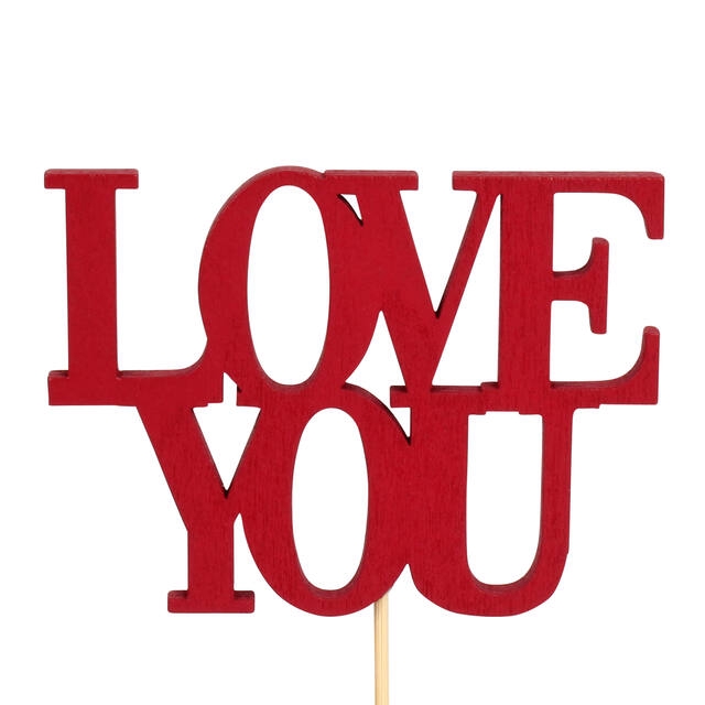 Pick Love You wood 8x9cm+50cm stick red