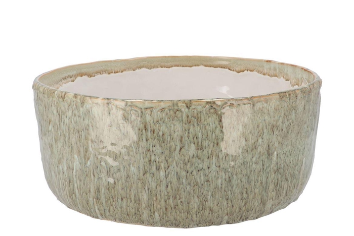 <h4>Iron Stone Green Pot Round 36x36x15cm</h4>