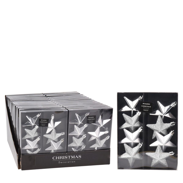 <h4>Kerstbal Ster 65mm x8 ass.</h4>