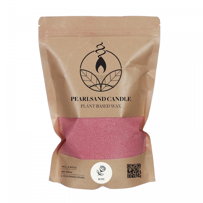 <h4>Candle Pearlsand 400gr+4wick Rose</h4>