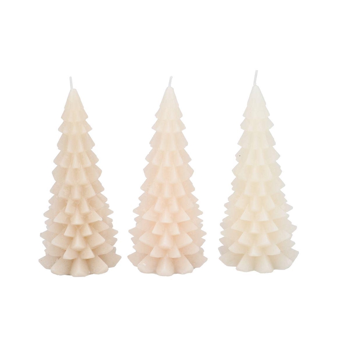 <h4>Candle Frosty X-mas Tree Cozy Sand Mix 9x20cm Ass</h4>