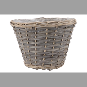 Wicker Basket Pot Round Grey 30x23cm