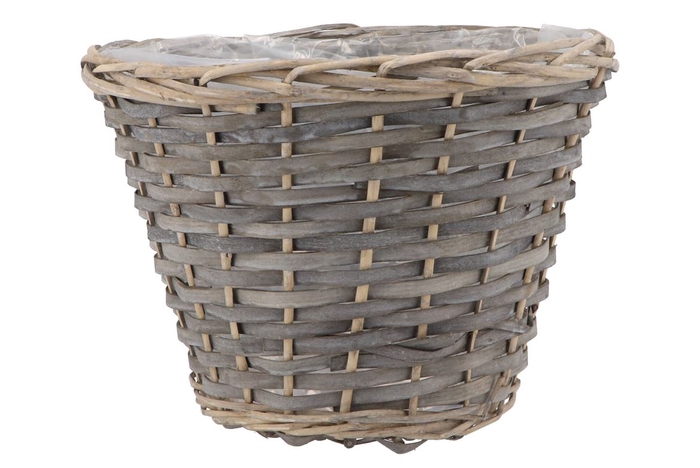 Wicker Pot Basket Round Grey 30x23cm