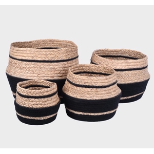 CST CACHEPOT EM ALGODAO E FIBRA NATURAL PRETO TAM M - 53024-278