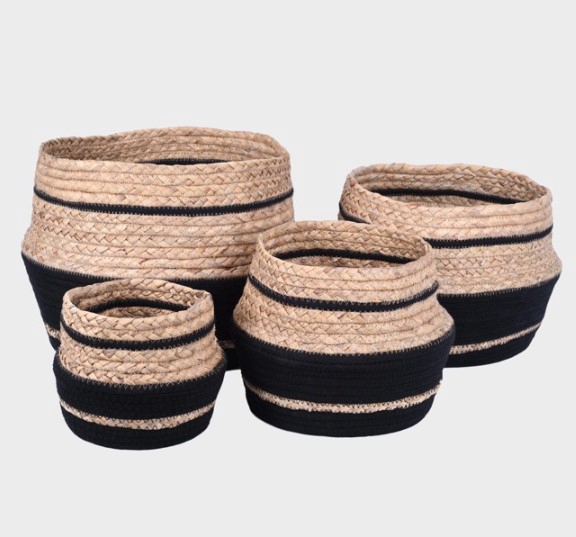 <h4>CST CACHEPOT EM ALGODAO E FIBRA NATURAL PRETO TAM M - 53024-278</h4>