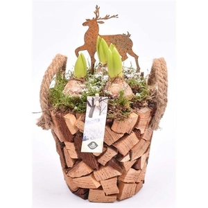 Hout pot natuur 17cm