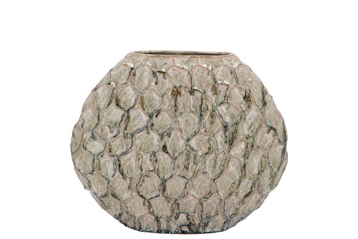 <h4>Inga Jada Green Oval Vase Active Glaze Structure 24x10x20cm</h4>