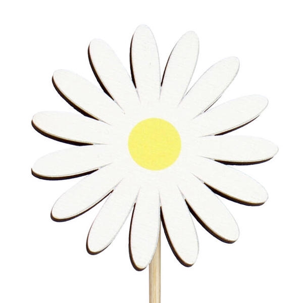 <h4>Bijsteker Daisy hout 6.5x6.5cm+50cm stok</h4>