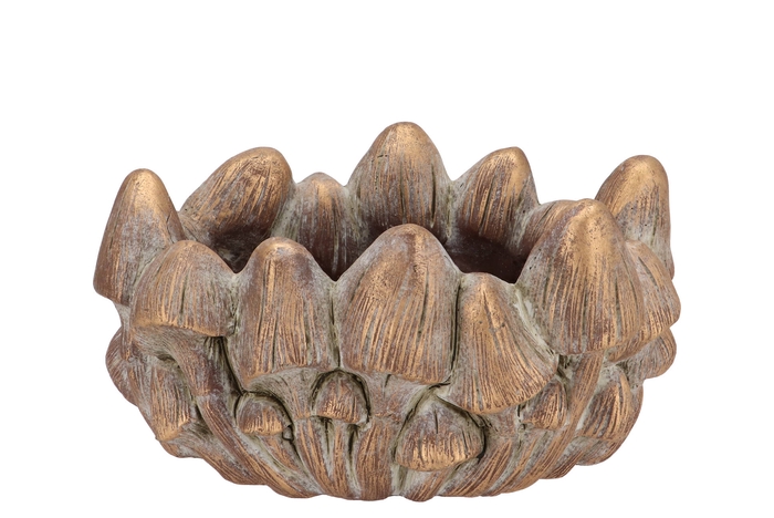 Concrete Golden Mushrooms Bowl Oval 26x19x14cm