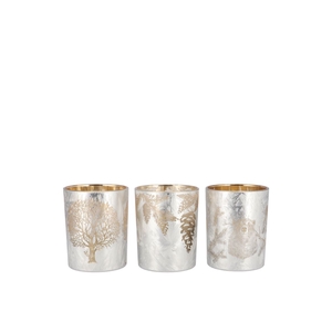 Ruby White/gold T-light Forrest Ass 7x8cm