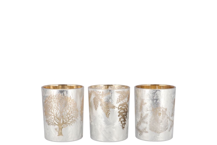<h4>Ruby White/gold T-light Forrest Ass 7x8cm</h4>
