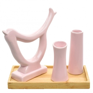 Ceramics Bird + 2 vase 15*9*15.5cm