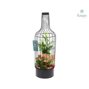 Metaal fles zwart Large met arrangement