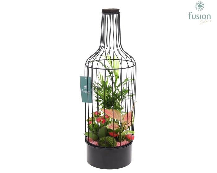 <h4>Fles metaal zwart Large met arrangement</h4>