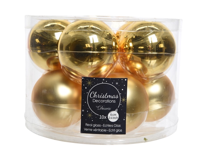 KERSTBAL GLASS 60MM 10PCS LIGHTGOLD